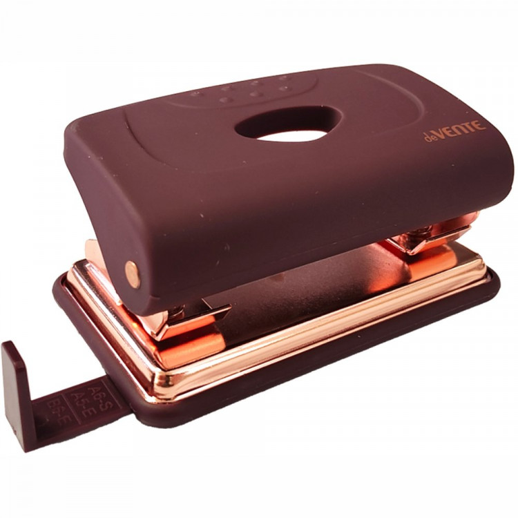 Дырокол (20л) deVENTE пластиковый с линейкой Esthetics бургунди арт.4020515